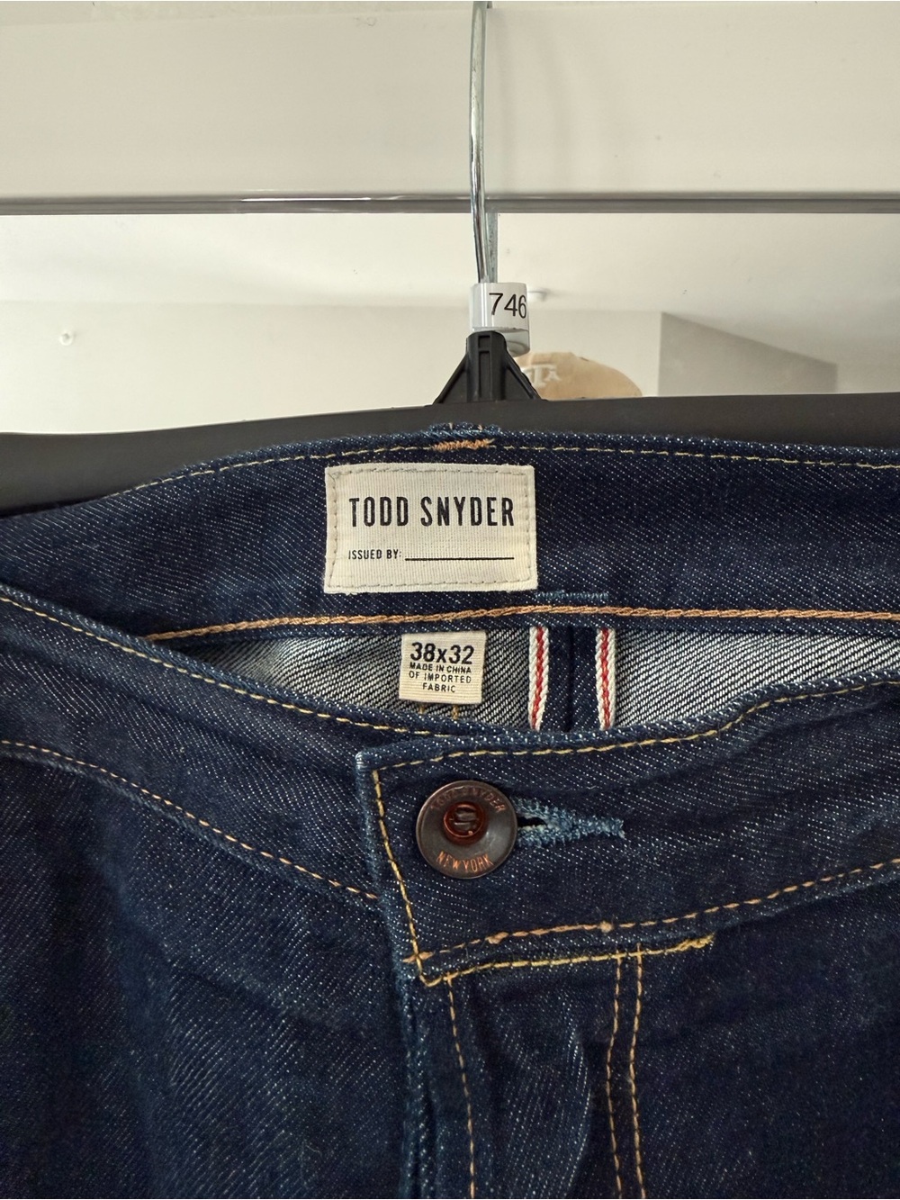 Todd Snyder Selvedge Denim Jeans Men’s 38x32 Slim Fit Dark Wash 12.5 oz Cotton - Picture 3 of 8